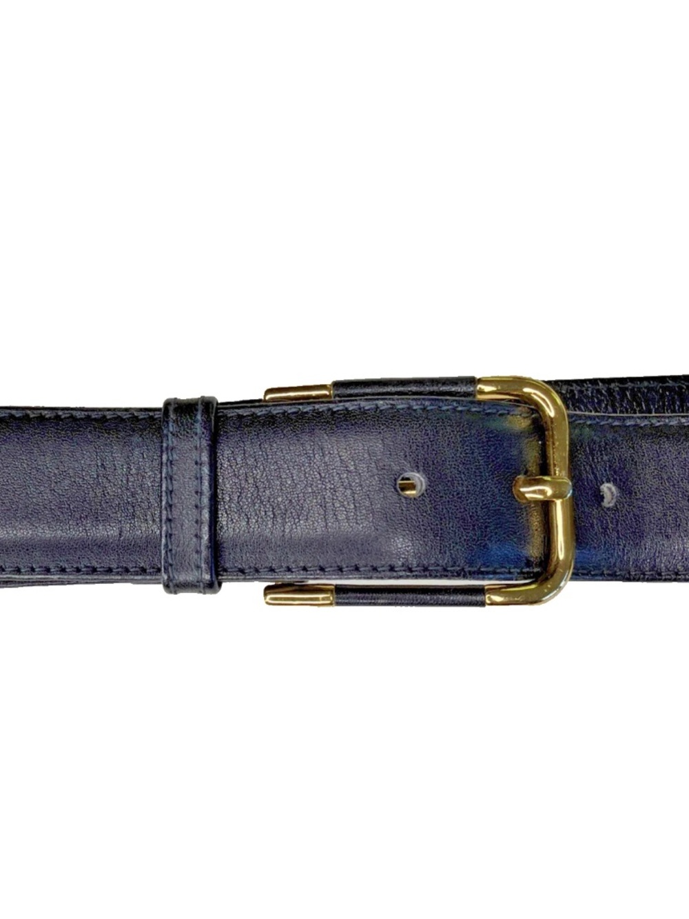 Vtg Buxton Leather Belt Black Soft Touch Cowhide 1.25" Men's 36 Brass Buckle USA